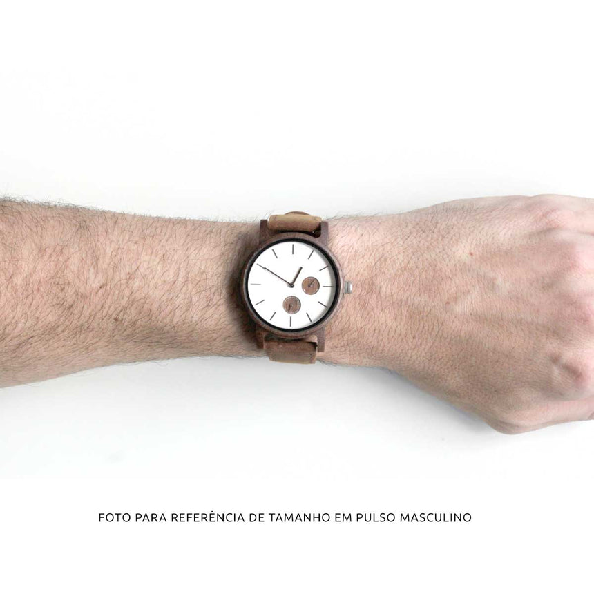 Relógio de Madeira | Woodz Kor Silver (Pulseira Pinatex Pérola)