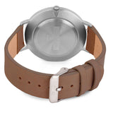 Relógio de Aço com Madeira | Woodz Moon Nut (Pulseira de Couro Marrom)