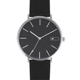 Relógio de Aço com Madeira | Woodz Moon Black (Pulseira de Couro Preto)