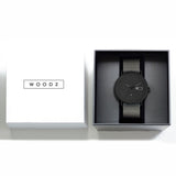 Relógio de Aço com Madeira | Woodz Ox Black (Pulseira Nato Cinza)