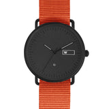 Relógio de Aço com Madeira | Woodz Ox Black (Pulseira Nato Laranja )