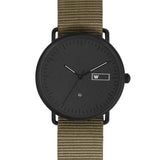 Relógio de Aço com Madeira | Woodz Ox Black (Pulseira Nato Verde Militar)