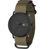 Relógio de Aço com Madeira | Woodz Ox Black (Pulseira Nato Verde Militar)