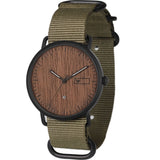 Steel & Wood Watch | Woodz Ox Nut (Military Green Nato Strap)