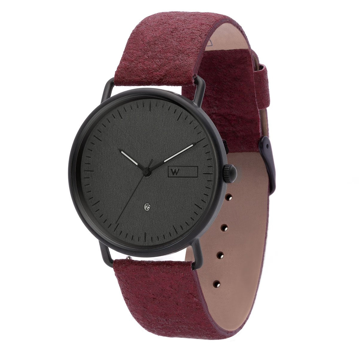 Steel & Wood Watch | Woodz Ox Black (Pinatex Mulberry Strap)
