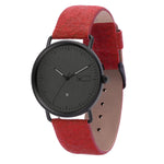 Steel & Wood Watch | Woodz Ox Black (Pinatex Paprika Strap)