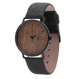 Steel & Wood Watch | Woodz Ox Nut (Pinatex Charcoal Strap)