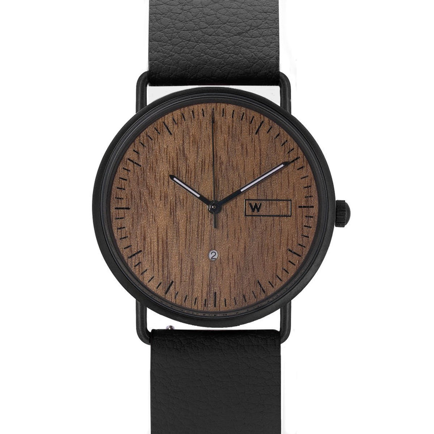 Steel & Wood Watch | Ox Nut (Pinatex Black Strap)