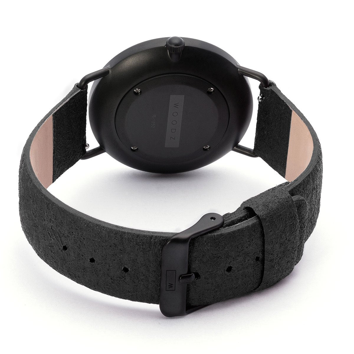 Steel & Wood Watch | Woodz Ox Black (Pinatex Charcoal Strap)