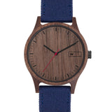 Relógio de Madeira | Woodz Sunset (Pulseira de Lona Azul)