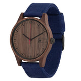 Relógio de Madeira | Woodz Sunset (Pulseira de Lona Azul)