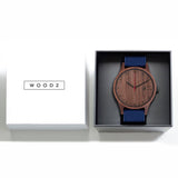 Relógio de Madeira | Woodz Sunset (Pulseira de Lona Azul)