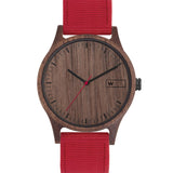 Relógio de Madeira | Woodz Sunset (Pulseira de Nylon Vermelha)