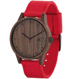 Relógio de Madeira | Woodz Sunset (Pulseira de Nylon Vermelha)