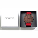 Relógio de Madeira | Woodz Sunset (Pulseira de Nylon Vermelha)