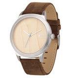 Relógio de Aço com Madeira | Woodz Titan Natura (Pulseira Couro Marrom)