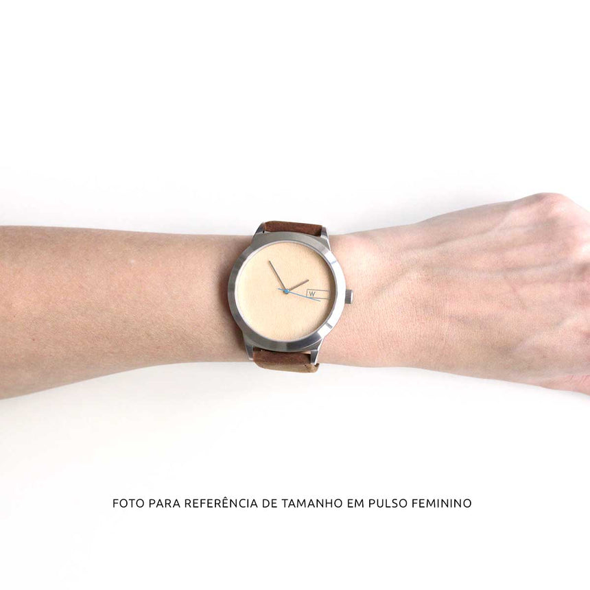 Relógio de Aço com Madeira | Woodz Titan Natura (Pulseira Pinatex Cinza)