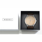 Relógio de Aço com Madeira | Woodz Titan Natura (Pulseira Couro Marrom)