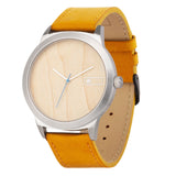 Relógio de Aço com Madeira | Woodz Titan Natura (Pulseira Couro Amarelo)