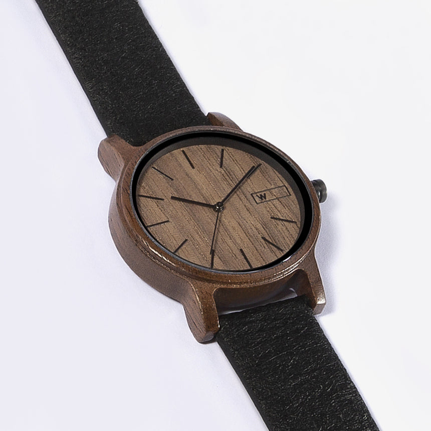 Relógio de Madeira | Woodz Eko Nut (Pulseira Pinatex Carvão)