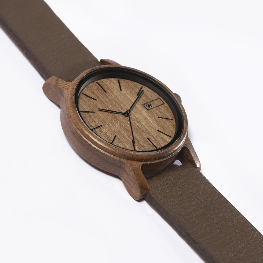 Relógio de Madeira | Woodz Eko Nut (Pulseira Pinatex Café)