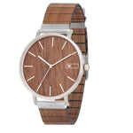 Steel & Wood Watch | Woodz Moon Silver Nut (Walnut Wood Strap)