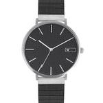 Steel & Wood Watch | Woodz Moon Silver Black (Ebony Wood Strap)