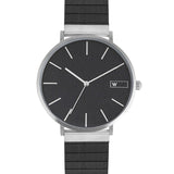 Steel & Wood Watch | Woodz Moon Silver Black (Ebony Wood Strap)