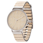 Steel & Wood Watch | Woodz Moon Silver Natura (Maple Wood Strap)