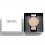Steel & Wood Watch | Woodz Moon Silver Natura (Maple Wood Strap)