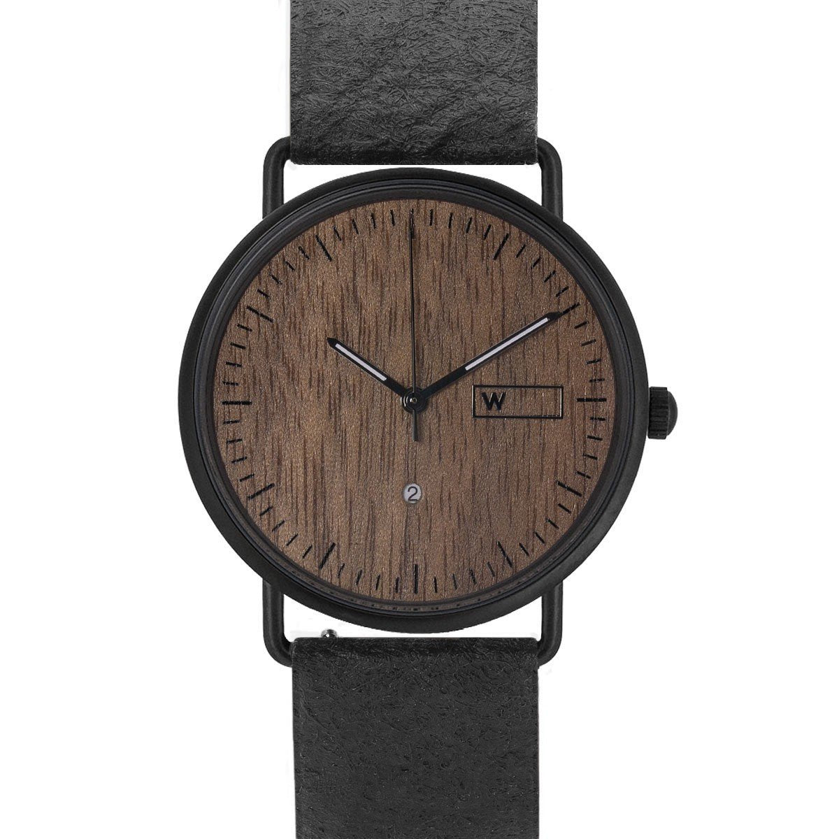 Steel & Wood Watch | Woodz Ox Nut (Pinatex Charcoal Strap)