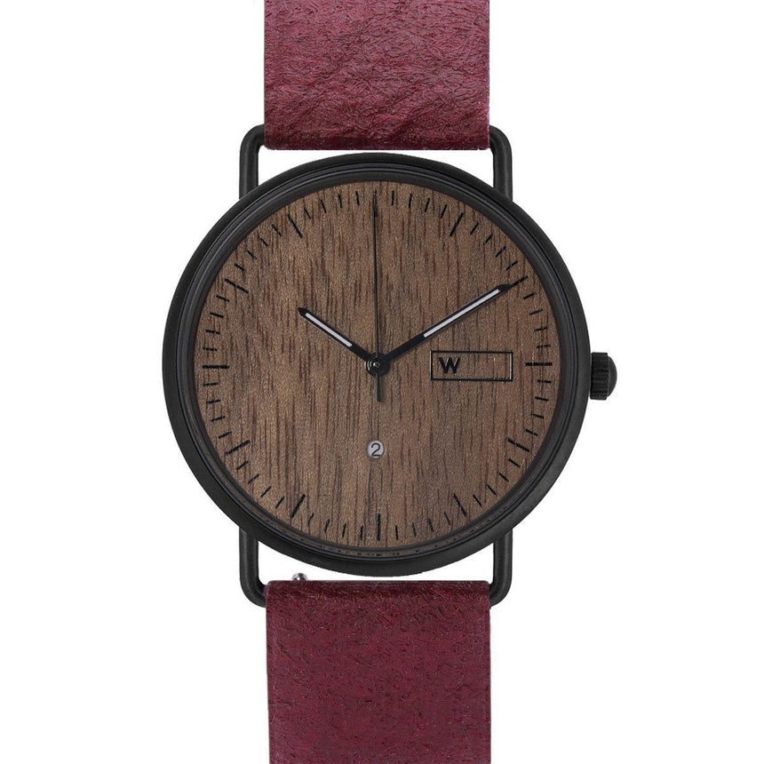 Steel & Wood Watch | Woodz Ox Nut (Pinatex Mulberry Strap)
