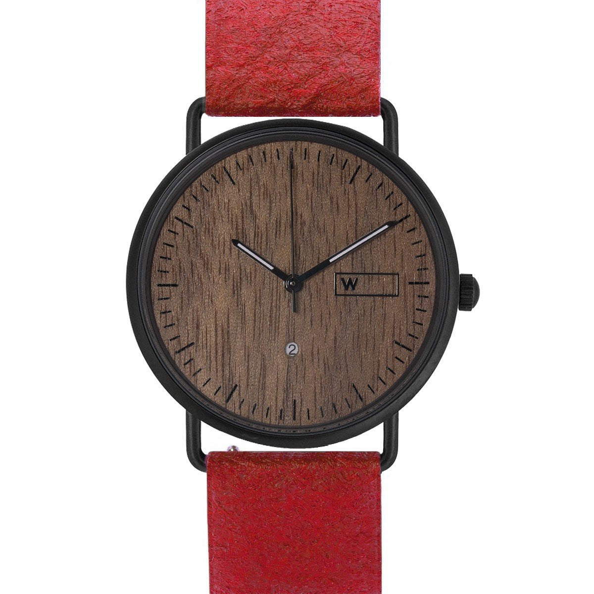 Steel & Wood Watch | Woodz Ox Nut (Pinatex Paprika Strap)