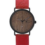 Steel & Wood Watch | Woodz Ox Nut (Pinatex Paprika Strap)