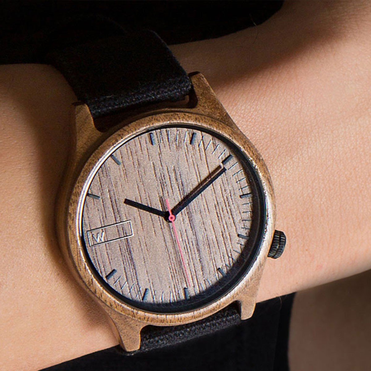 Wood Watch | Woodz Sunset (Black Nylon Strap)