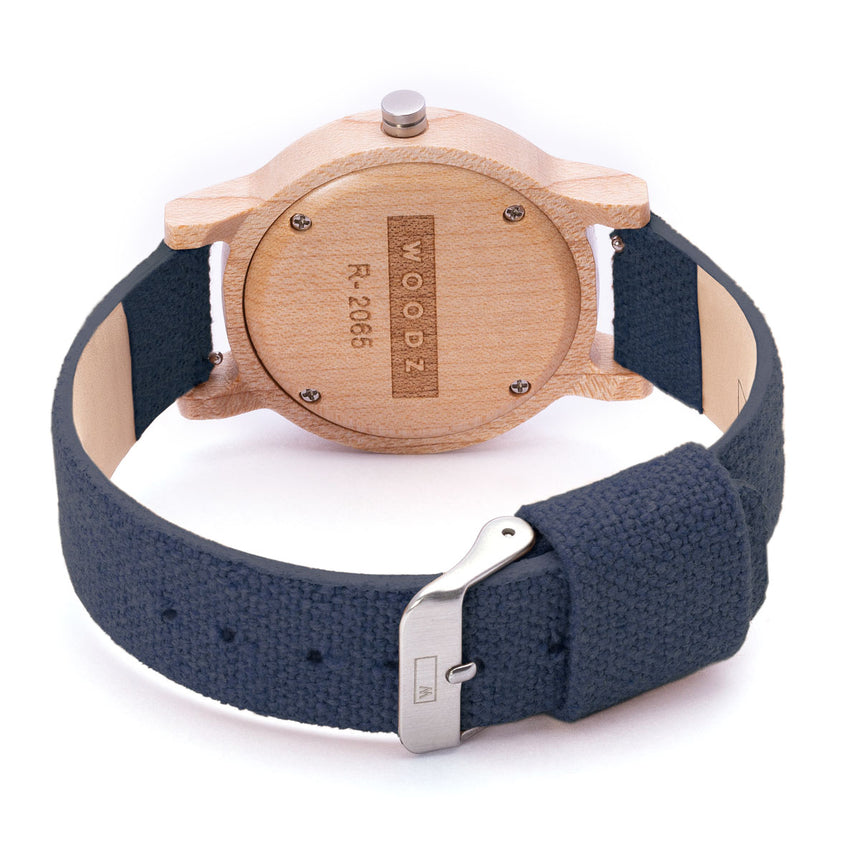 Relógio de Madeira | Woodz Vita (Pulseira Lona Azul)